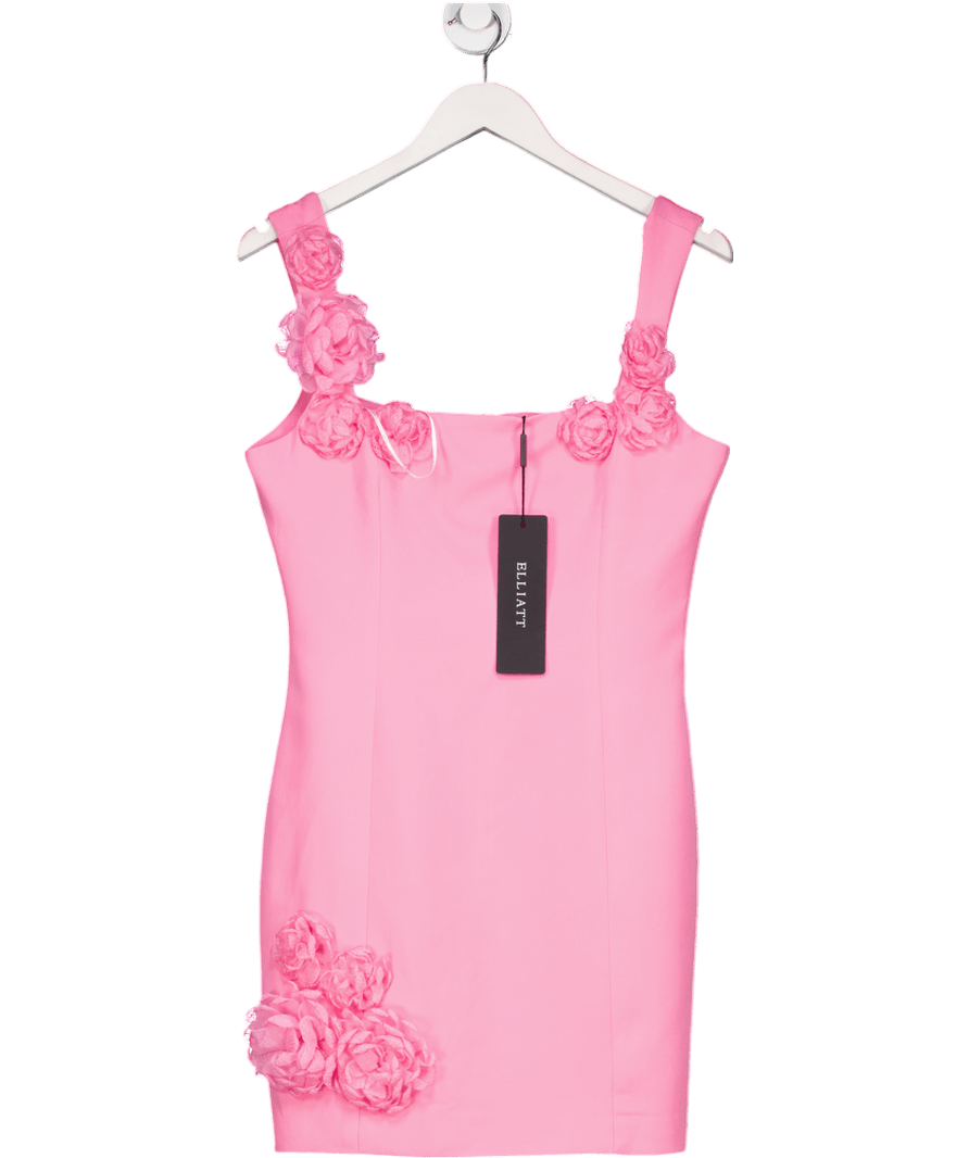 Elliatt Trompe 3d Floral Mini Dress Pink UK M - Reliked