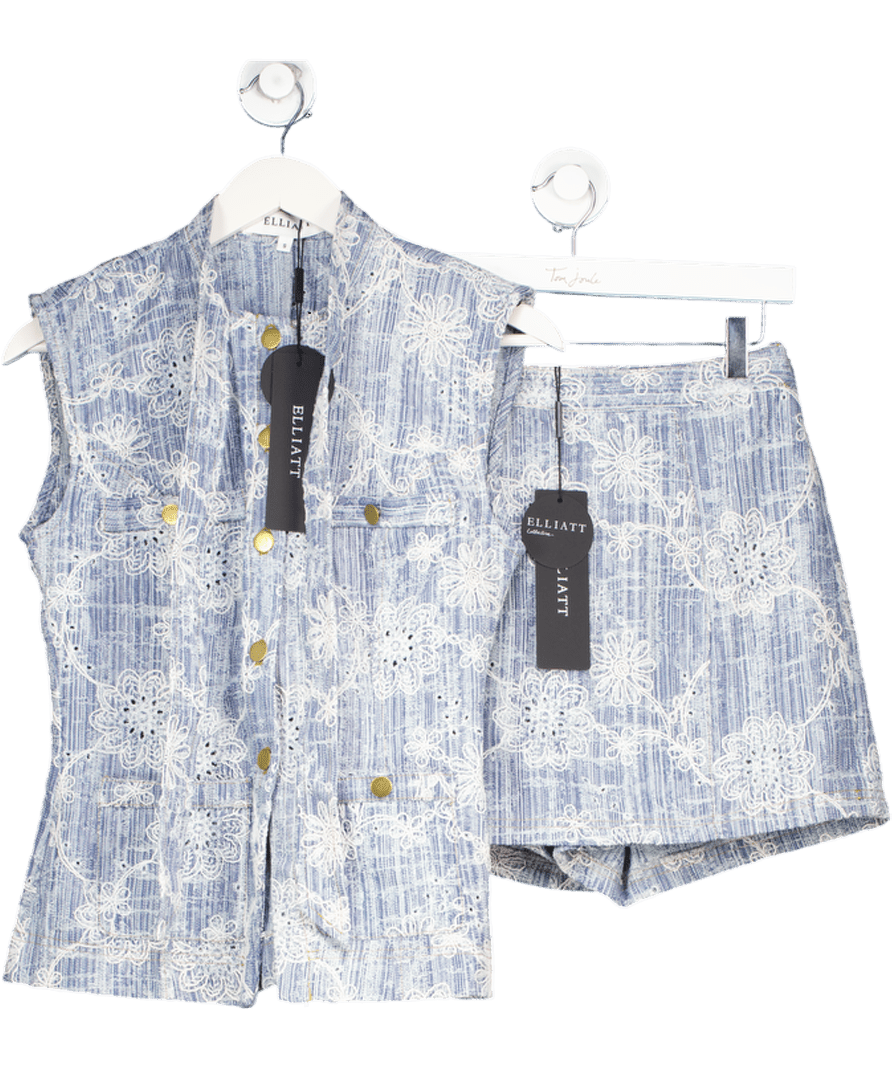 Ellyatt Blue 2 - piece Monica Denim Top And Skort Set UK S - Reliked