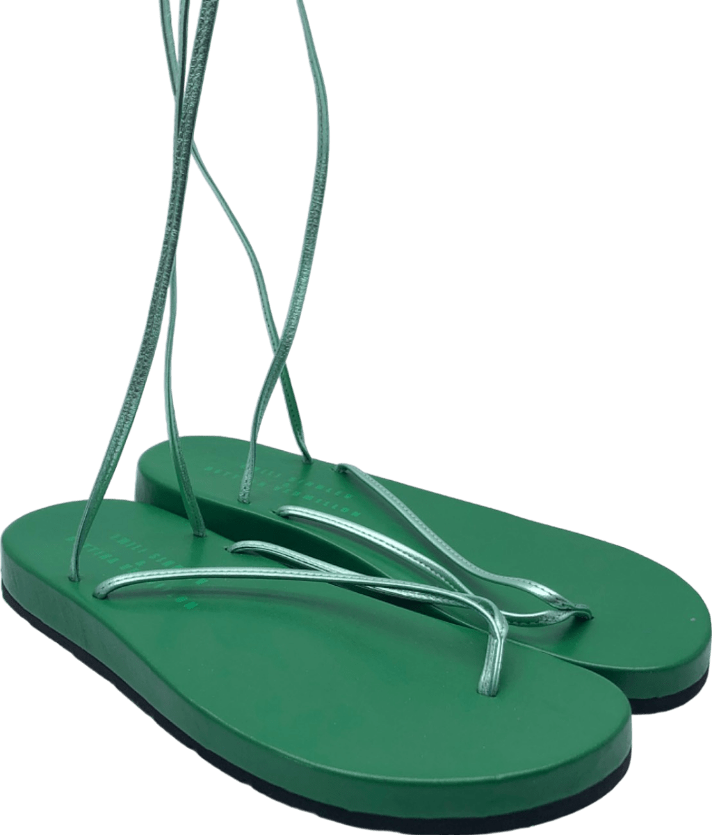 Emili Sindlev & Bettina Vermillion Green Lace - Up Sandals UK 5 - Reliked