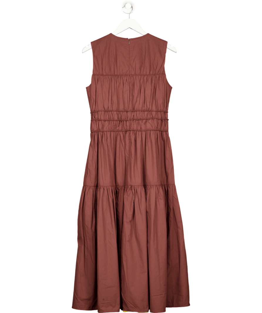 EMIN & PAUL Chocolate Brown Triple Gathered Dress UK S - Reliked