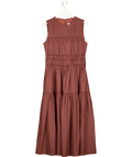 EMIN & PAUL Chocolate Brown Triple Gathered Dress UK S - Reliked