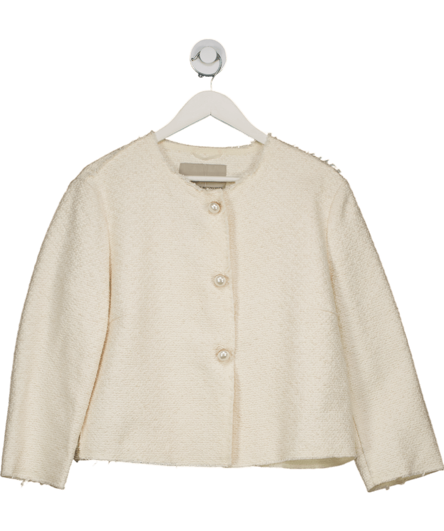 Ermano Scervino Cream Tweed Jacket With Pearl Buttons It46 UK 14 - Reliked