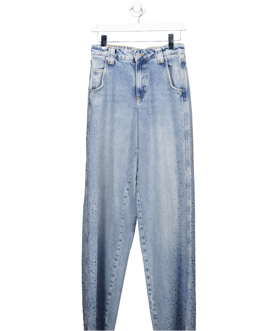 Essentiel Antwerp Light Blue Rhinestone - adorned High - rise Wide - leg Jeans W25 - Reliked