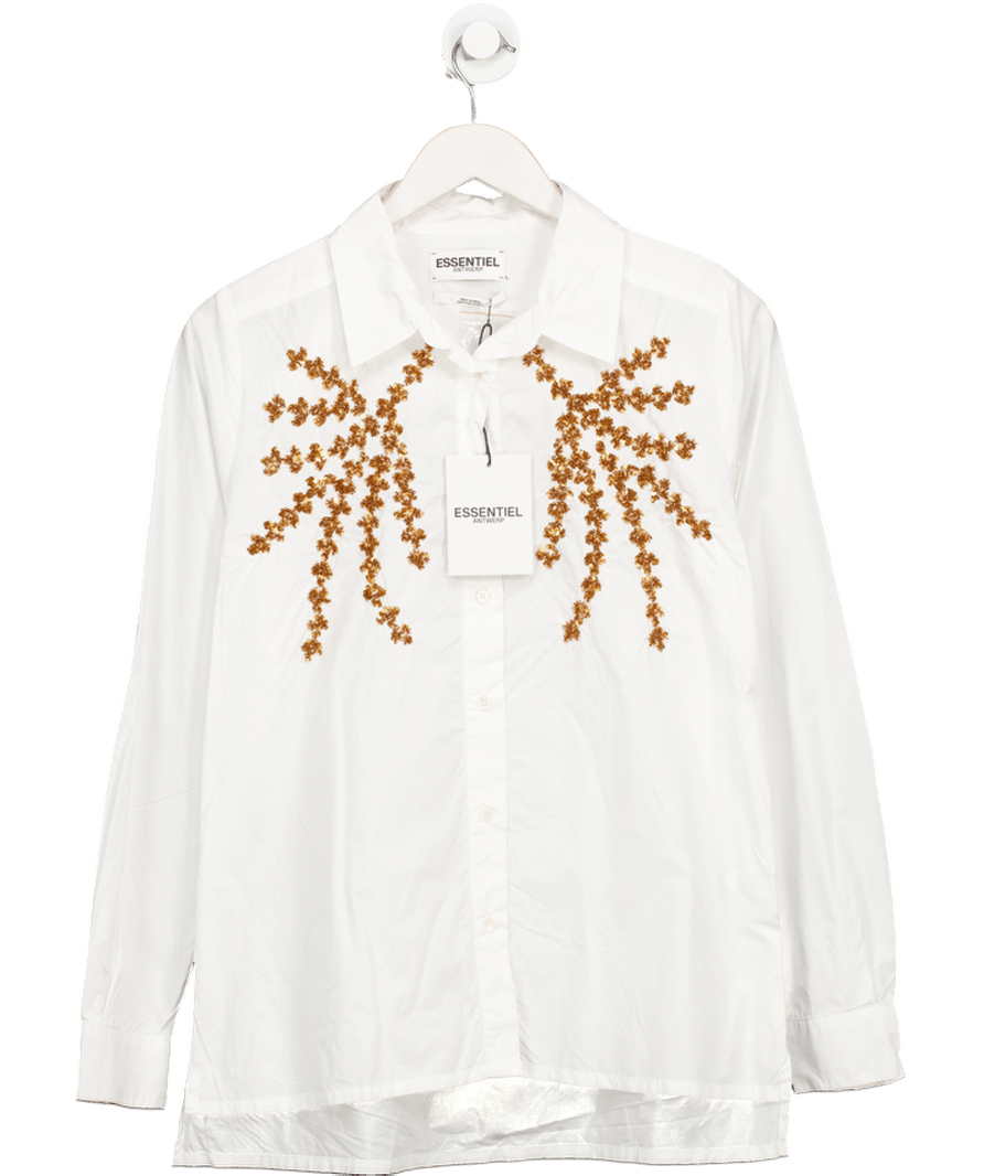 Essentiel Antwerp White Embellished Shirt UK 10 - Reliked