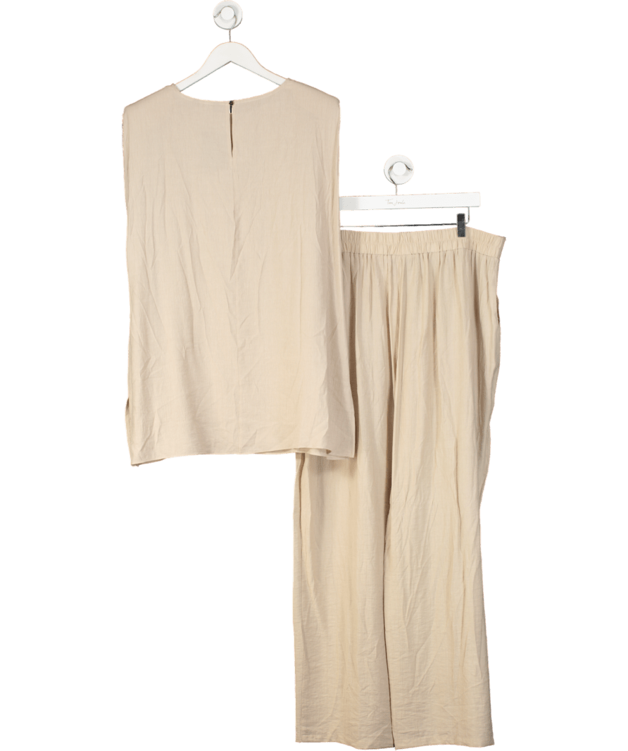 Et vous Beige Textured Tunic Blouse And Wide Leg Trousers Set UK 18 - Reliked