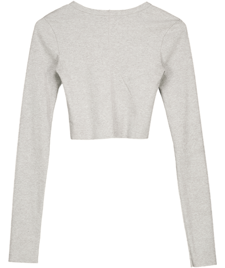 Eterne Grey Long Sleeve Baby Tee UK XS - Reliked