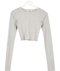 Eterne Grey Long Sleeve Baby Tee UK XS - Reliked