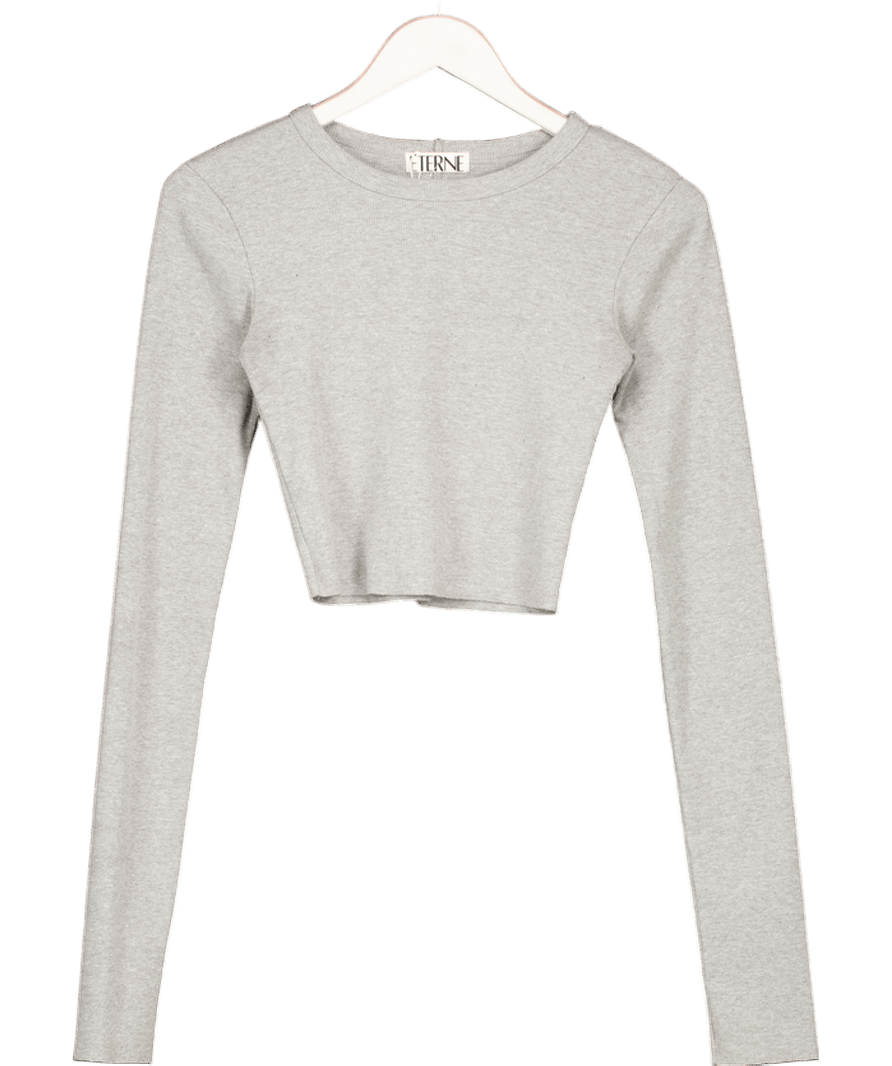 Eterne Grey Long Sleeve Baby Tee UK XS - Reliked