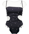 EVARAE One Piece Swimsuit Black With Pearl Detailing UK 8 - Reliked