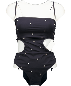 EVARAE One Piece Swimsuit Black With Pearl Detailing UK 8
