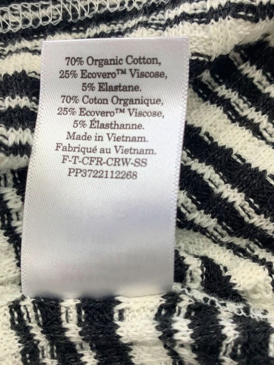 Everlane Black and White Striped Crew Neck T-shirt UK S - Reliked