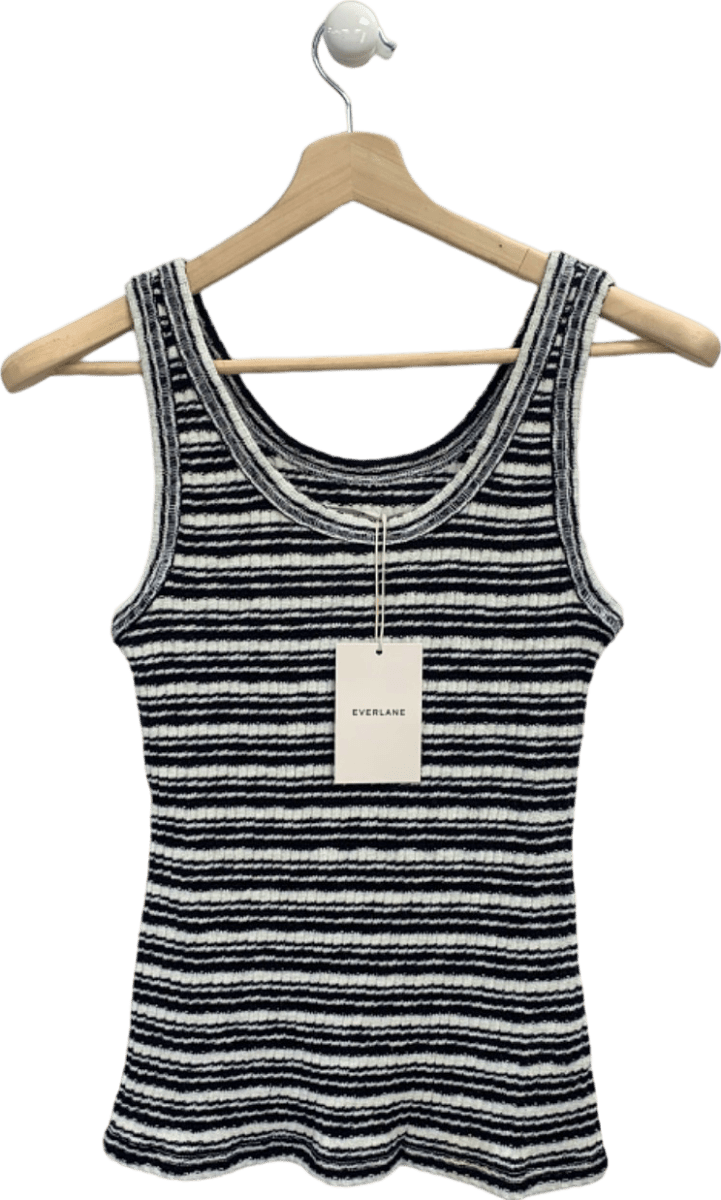 Everlane Black/White Ribbed Tank Top UK S - Reliked