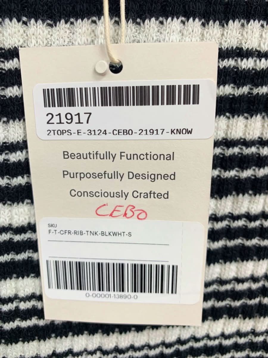 Everlane Black/White Ribbed Tank Top UK S - Reliked