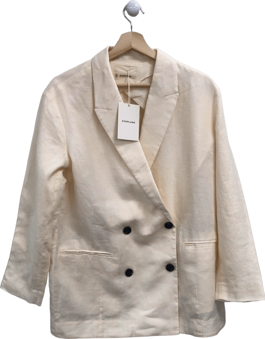 Everlane Cream Double - Breasted Linen Blazer Size 4 UK S - Reliked