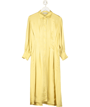 EVERLANE Yellow The Hammered Satin Shirt Dress UK XS