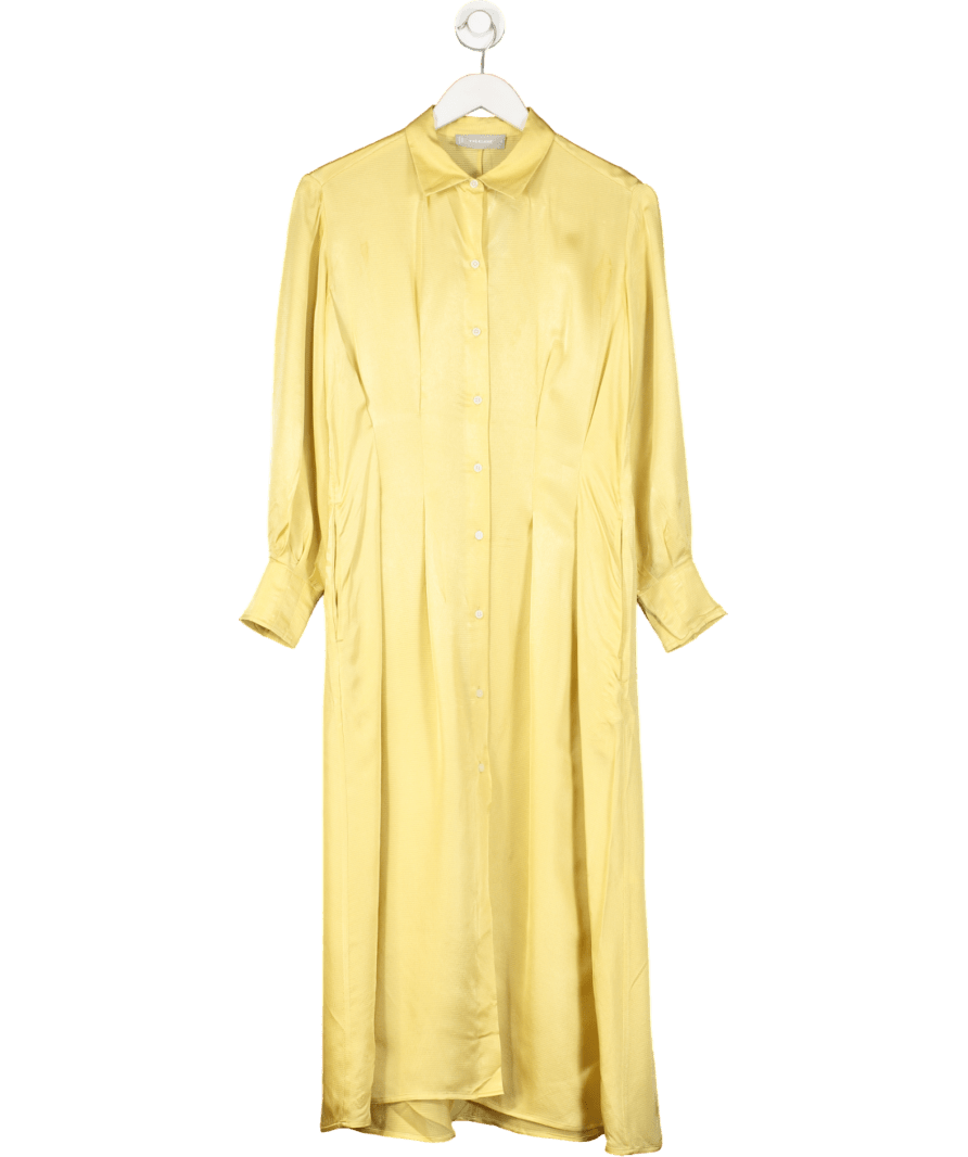 EVERLANE Yellow The Hammered Satin Shirt Dress UK XS - Reliked