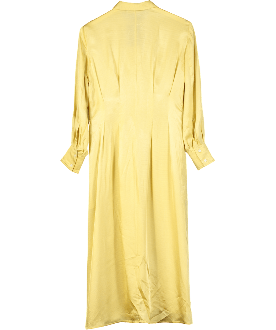 EVERLANE Yellow The Hammered Satin Shirt Dress UK XS - Reliked