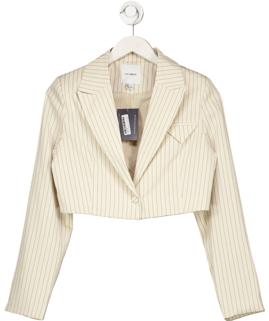 Extro & Vert Beige Pinstripe Cropped Blazer UK 8 - Reliked