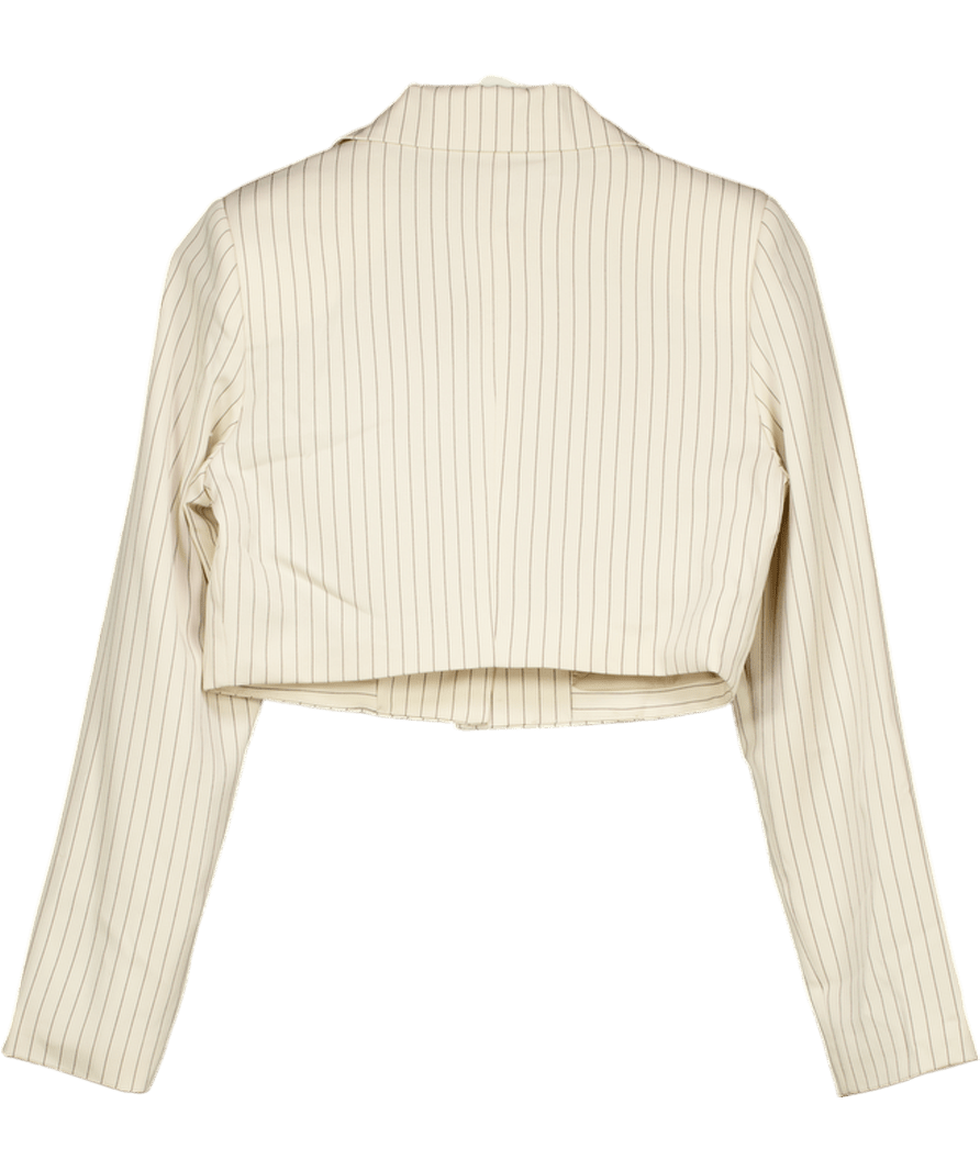 Extro & Vert Beige Pinstripe Cropped Blazer UK 8 - Reliked