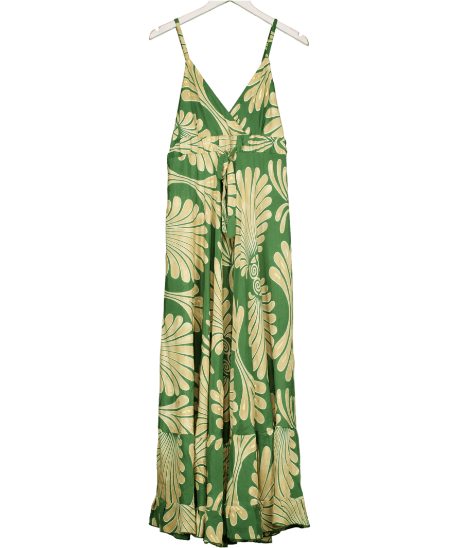EYA COLLECTION Green Print Maxi Dress UK S - Reliked