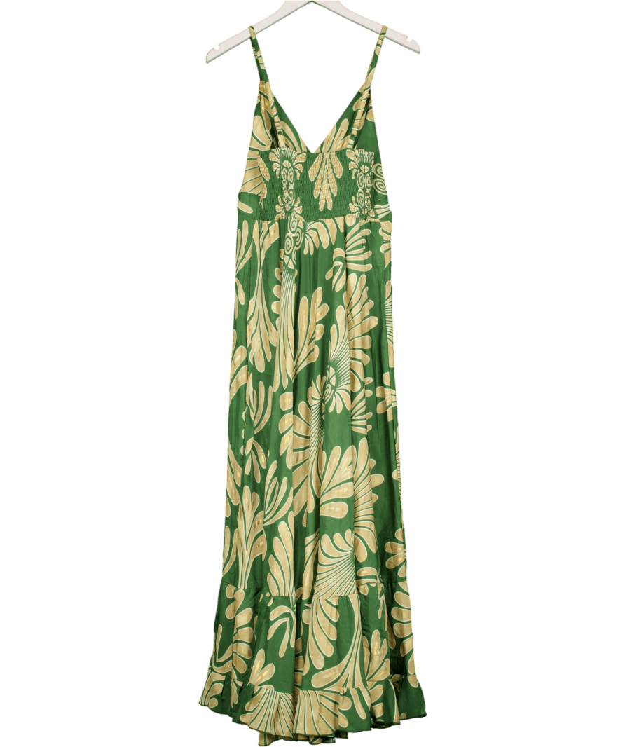 EYA COLLECTION Green Print Maxi Dress UK S - Reliked