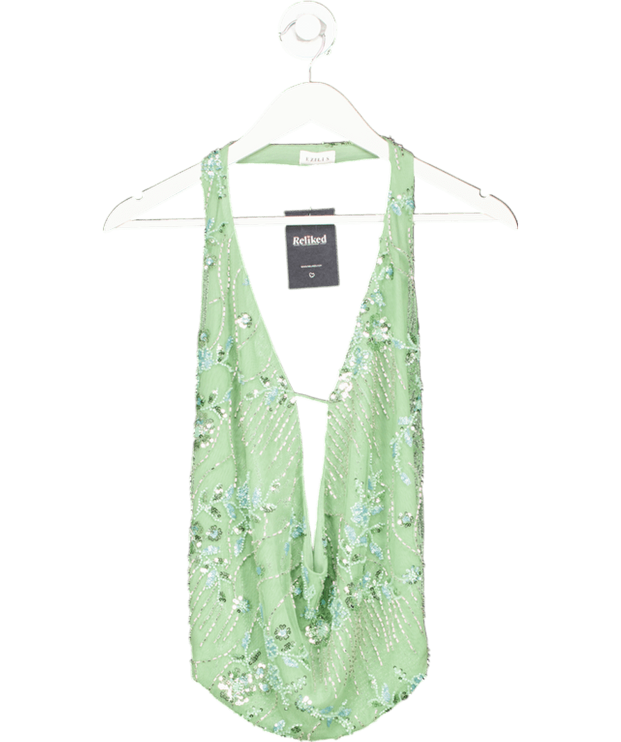 EZILI SWIM Green Mojave Beaded Halterneck Top One Size - Reliked