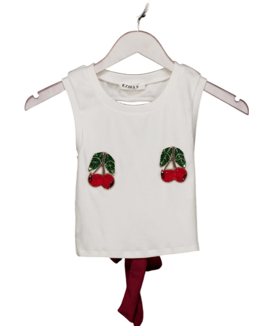 Ezili White Cherry Bomb Top UK S - Reliked
