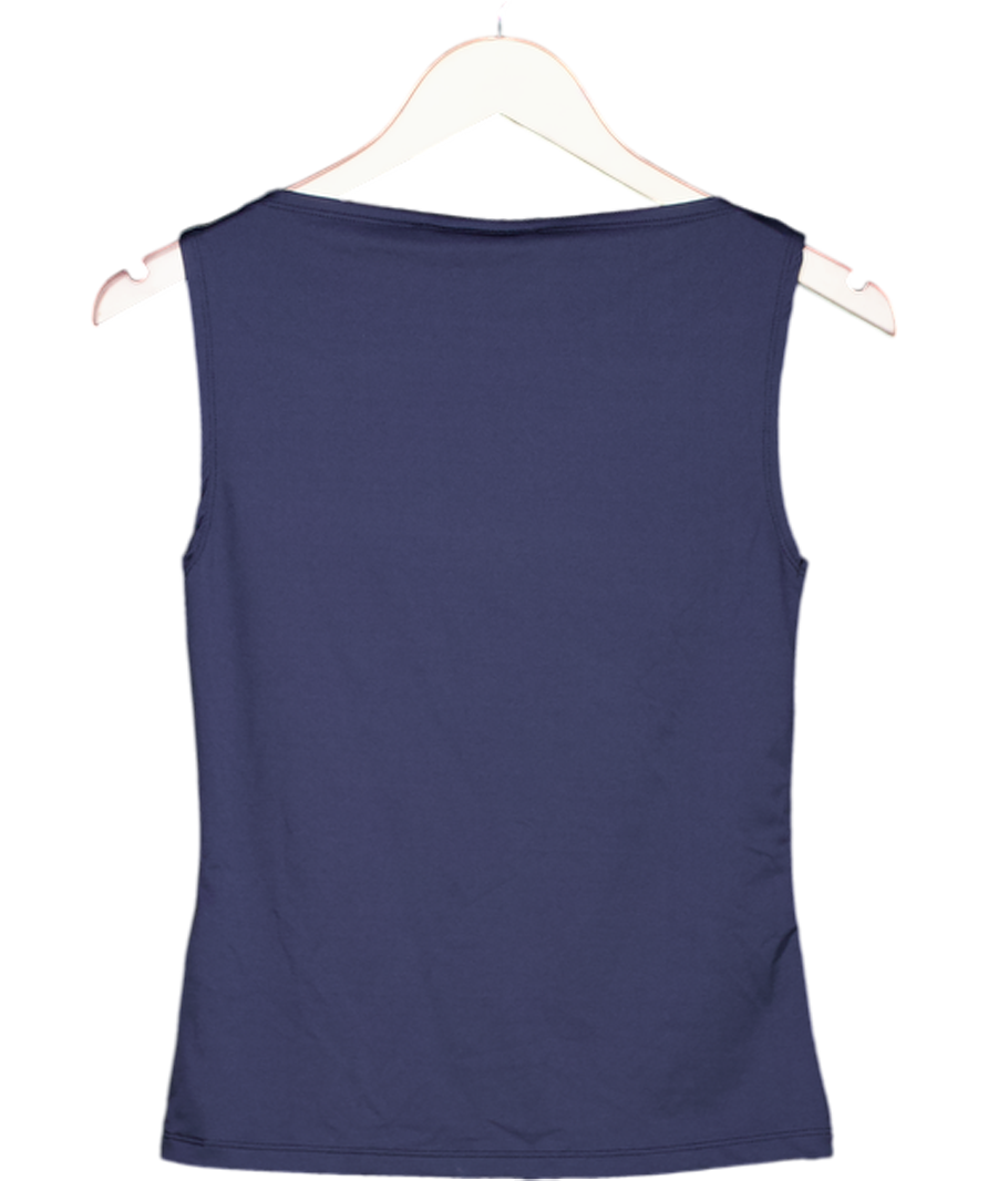 Weekday Blue Annie Soft Sleeveless Boat-neck Top UK S
