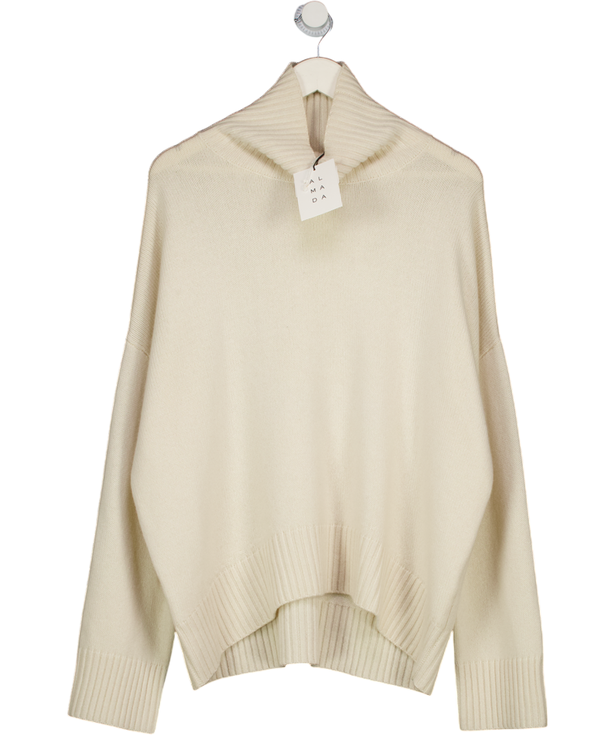 ALMADA LABEL 100% Organic Cashmere Kia Turtleneck Sweater, Cream UK M