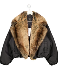 ZARA Black Faux Fur Collar Bomber Jacket UK S