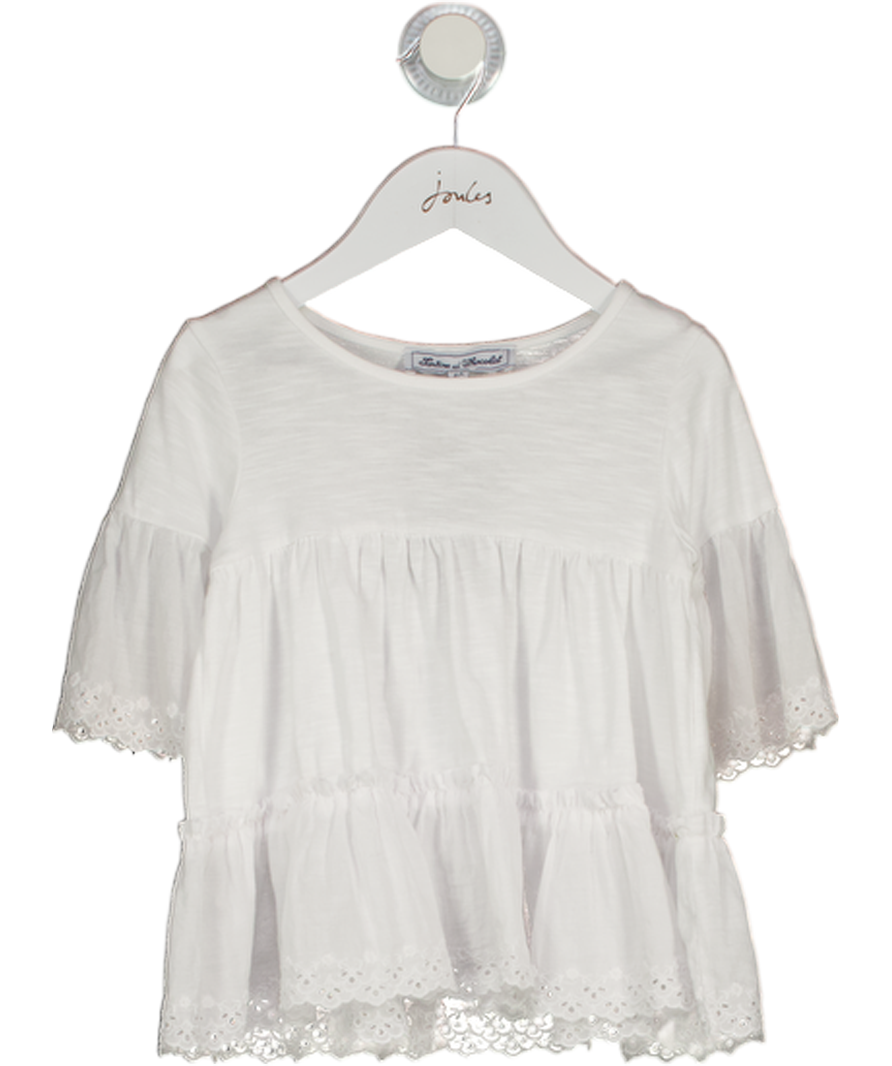 Tartine et Chocolat White Tiered Broderie Lace Trim Top 6 Years