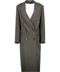THE FRANKIE SHOP Grey Jane Double-breasted Woven Long Coat UK S