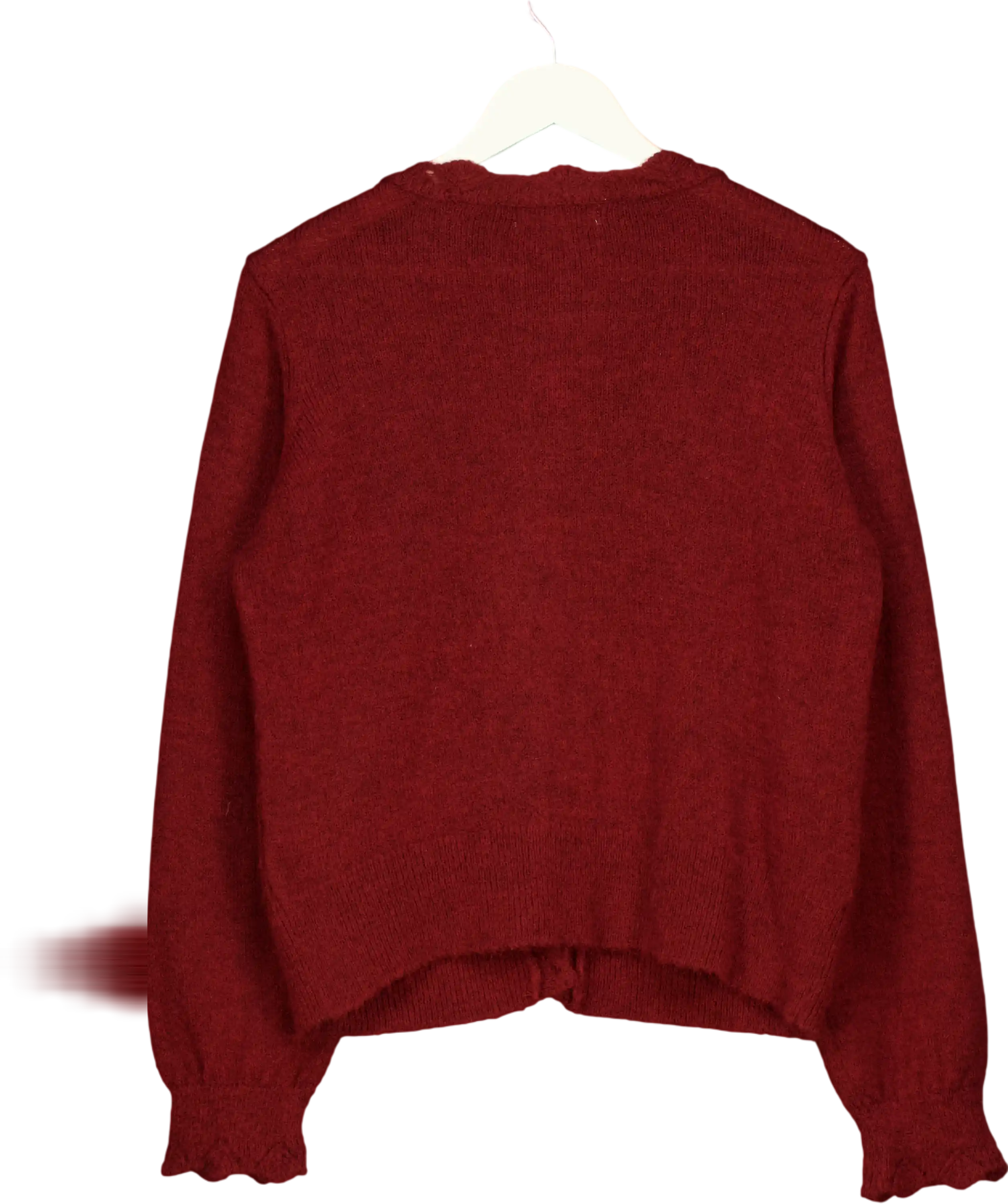 LAURA ASHLEY Burgundy Red Cable Knit Crew Neck Cardigan UK S