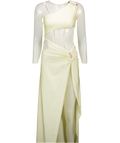 SAKURANNA Scarlett One Shoulder Dress In Buttercream Yellow UK S