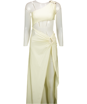 SAKURANNA Scarlett One Shoulder Dress In Buttercream Yellow UK S