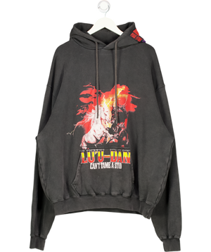 LU'U DAN Grey Oversized Printed Hoodie UK M