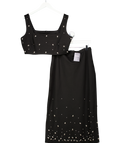F&F Black Diamanté Embellished Square Neck Co-ord Cami And Skirt UK 18
