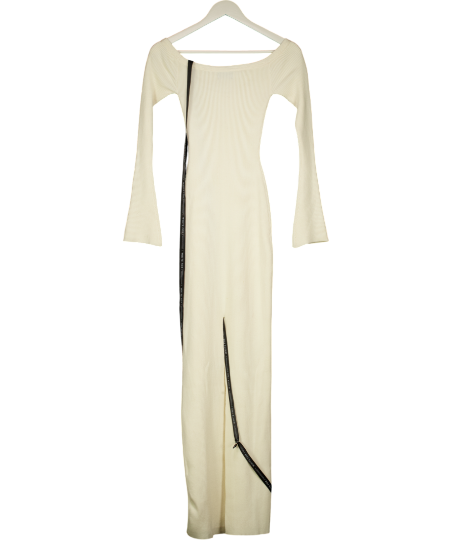 WHITE FOX Cream Star Studded Long Sleeve Knit Maxi Dress UK S