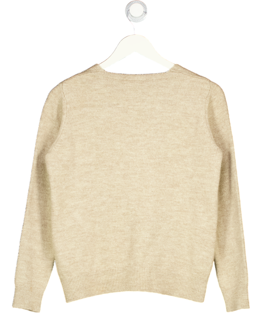 SOSANDAR Beige Chain Detail Knit Jumper UK XS