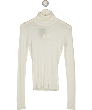 THE COUTURE CLUB Cream Ribbed Roll Neck Top UK 8