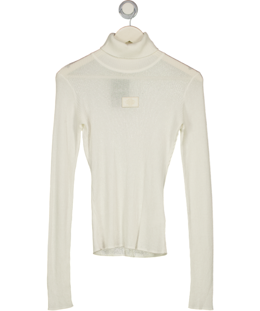 THE COUTURE CLUB Cream Ribbed Roll Neck Top UK 8