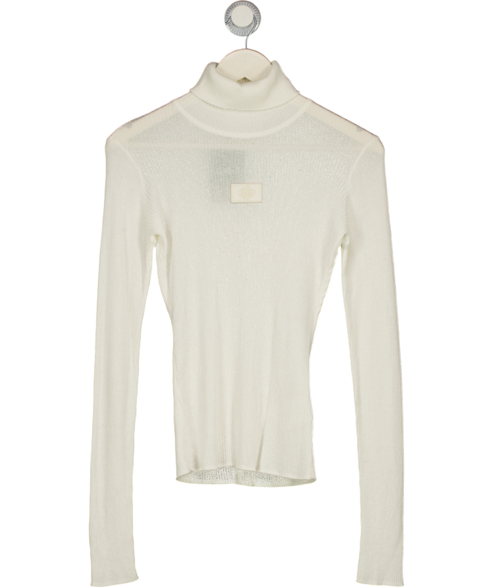 THE COUTURE CLUB Cream Ribbed Roll Neck Top UK 8