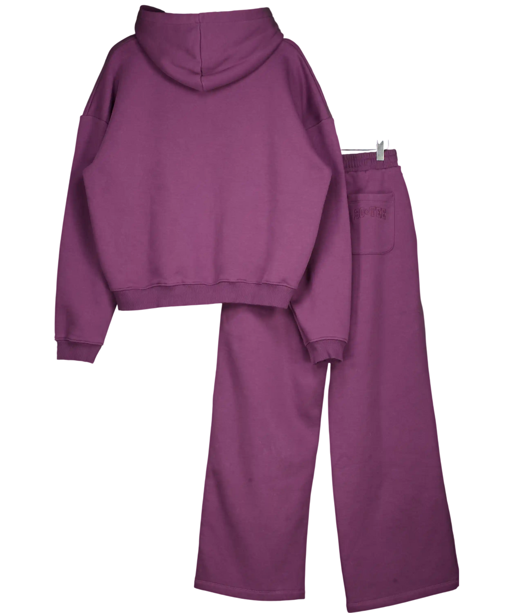 Bo + Tee Purple Logo Hoodie And Straight Leg Jogger Set UK M
