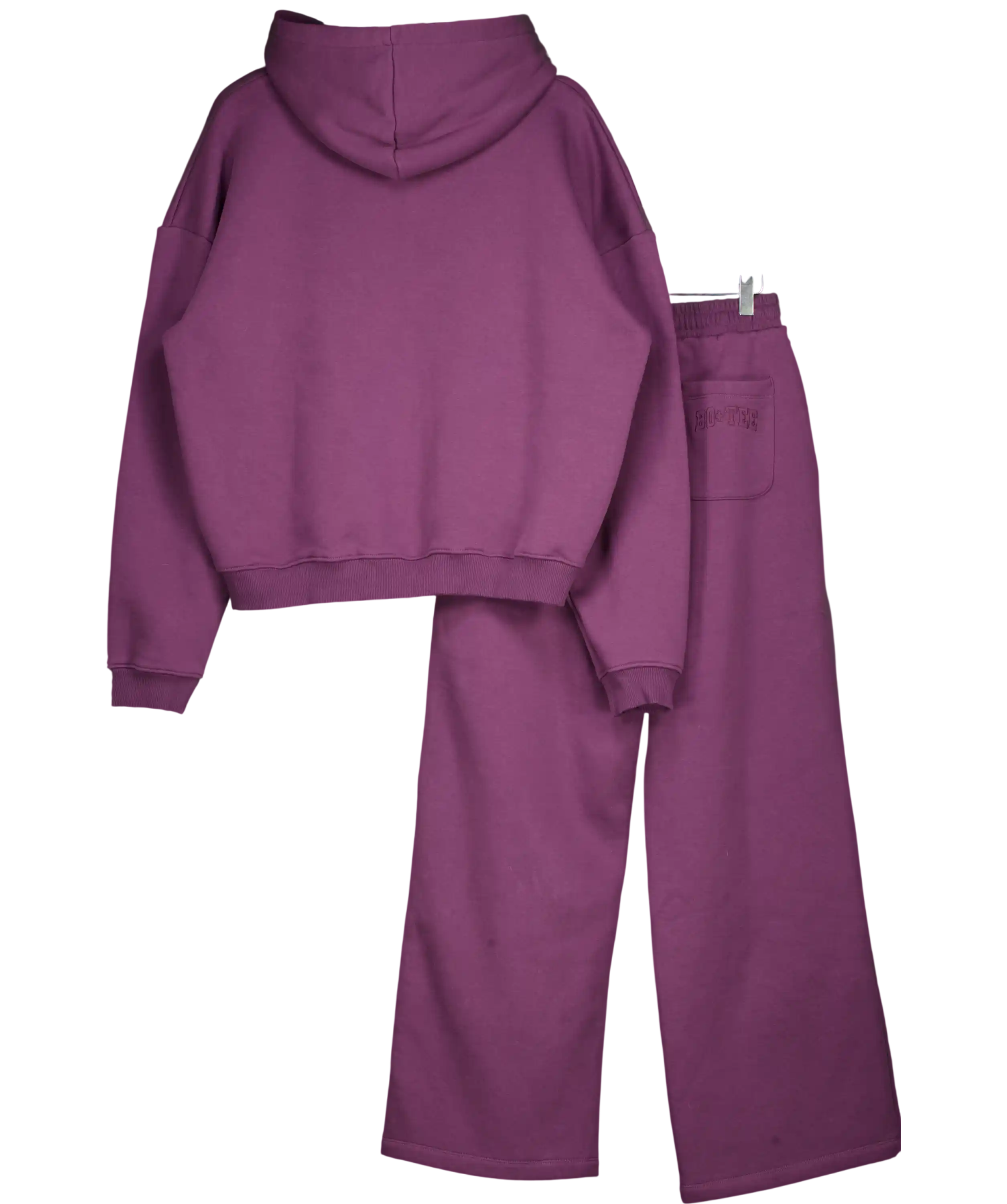 Bo + Tee Purple Logo Hoodie And Straight Leg Jogger Set UK M