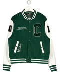 THE COUTURE CLUB Dark Green Logo Varsity Jacket UK L