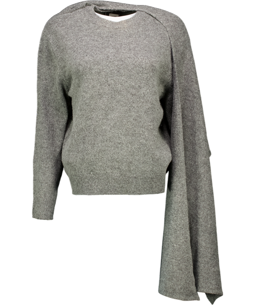 JDY Scarf Detail Knitted Jumper In Dark Grey UK XS