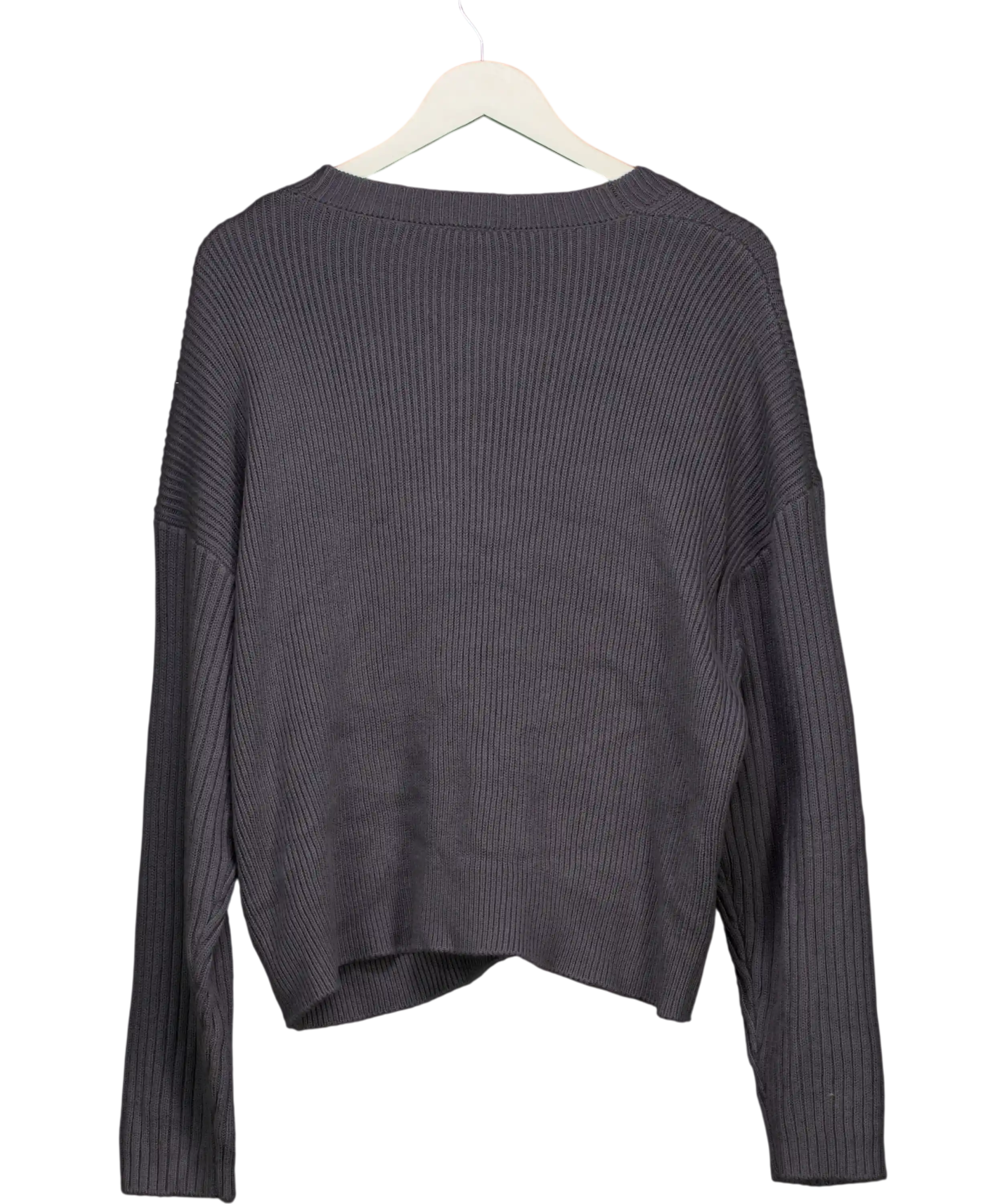 L.A - Space Slate Grey Knitted Wide Cuff Applique Cardigan Sz2 UK 10 /12