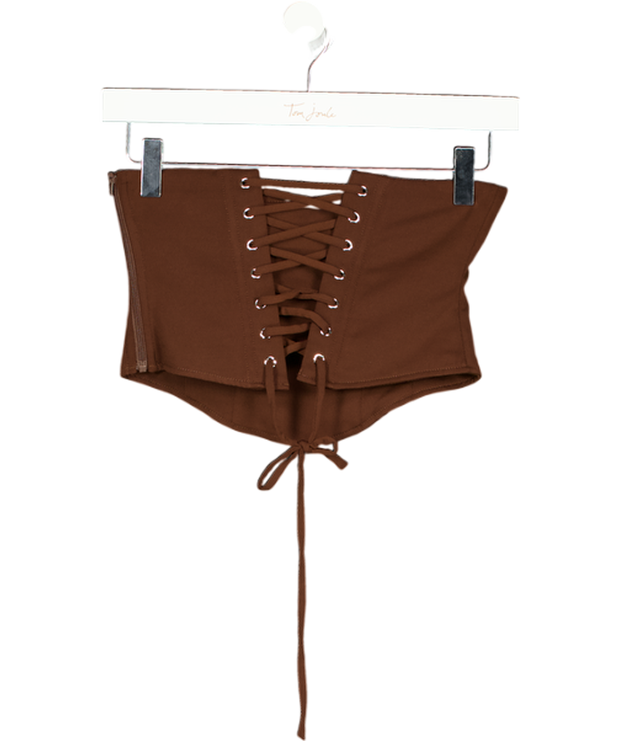 Mars the Label Brown Bandeau Satin Corset Top UK 8