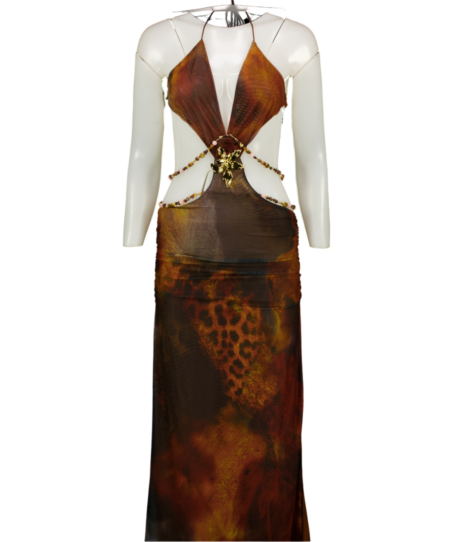 Jaded London Brown Vida Maxi Dress UK 8