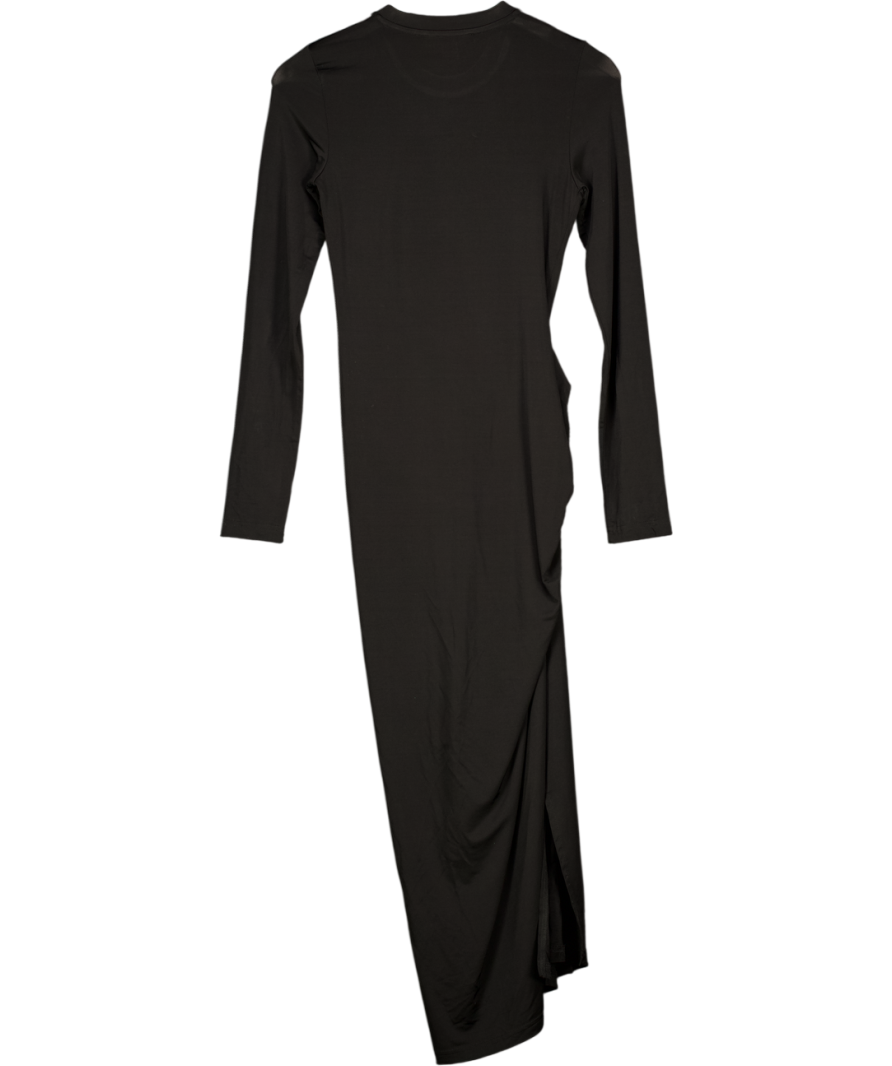 ALLSAINTS Black Rivi Draped Long Sleeve Midi Dress UK 6